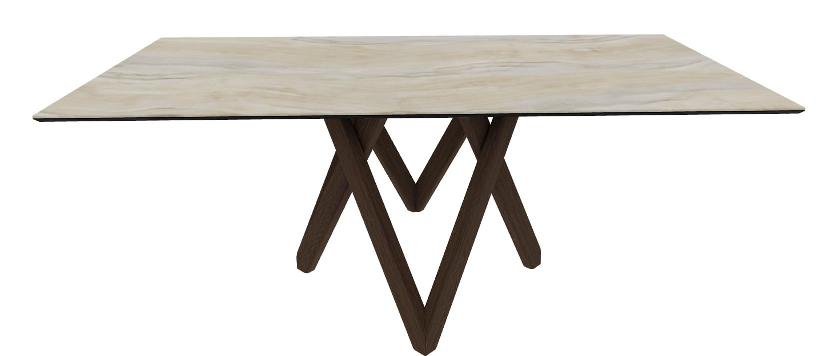 Cartesio W78.7-inch Ceramic/Metal/Wood Customizable Rectangular Dining Table