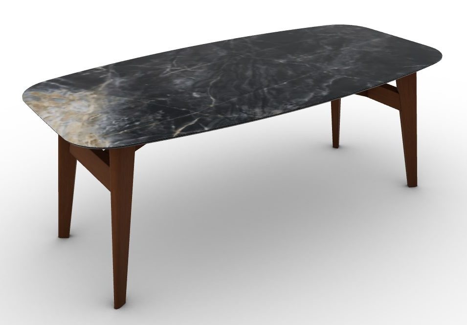 Abrey W78.7-inch Ceramic/Wood Customizable Elliptical Dining Table