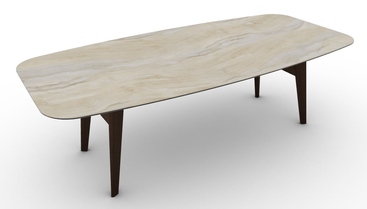 Abrey W98.4-inch Ceramic/Wood Customizable Elliptical Dining Table