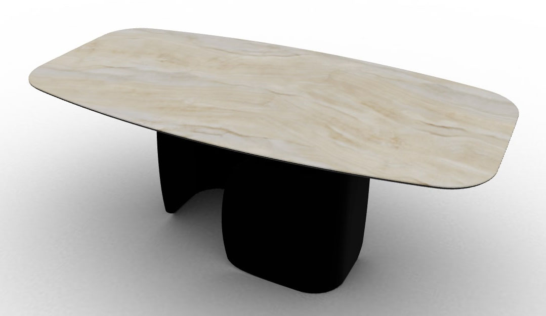 Twins W78.7-inch Ceramic/Metal Customizable Elliptical Dining Table