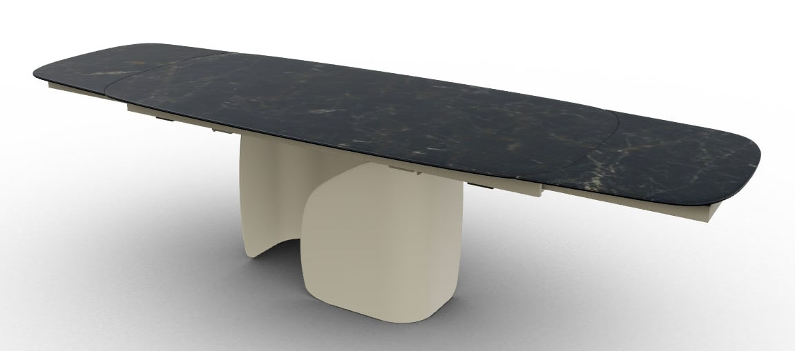 Twins Metal/Ceramic Rectangular Extendable Dining Table w/Rounded Corners
