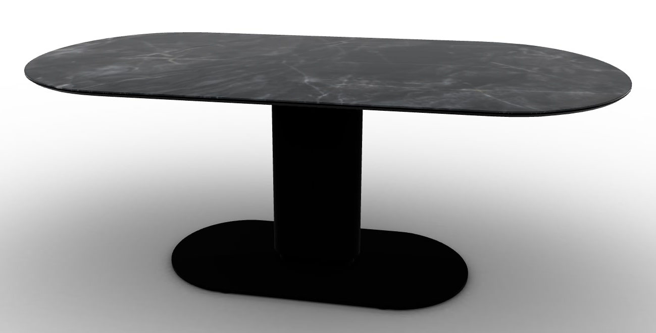 Cameo W78.7-inch Ceramic/Metal/Wood Customizable Oval Dining Table