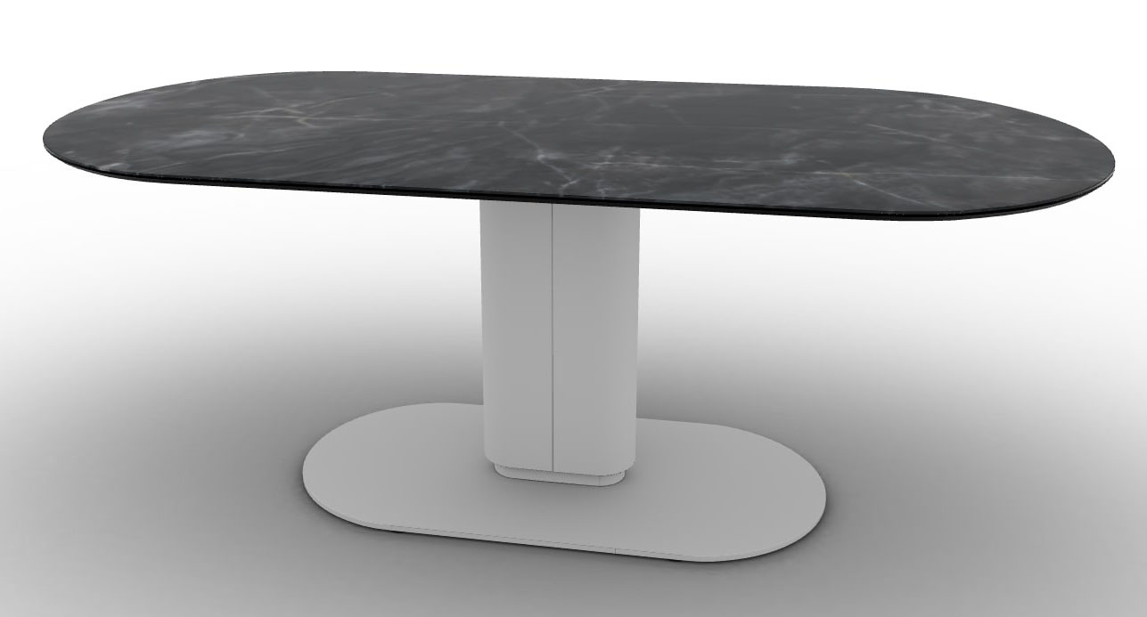 Cameo W78.7-inch Ceramic/Metal/Wood Customizable Oval Dining Table