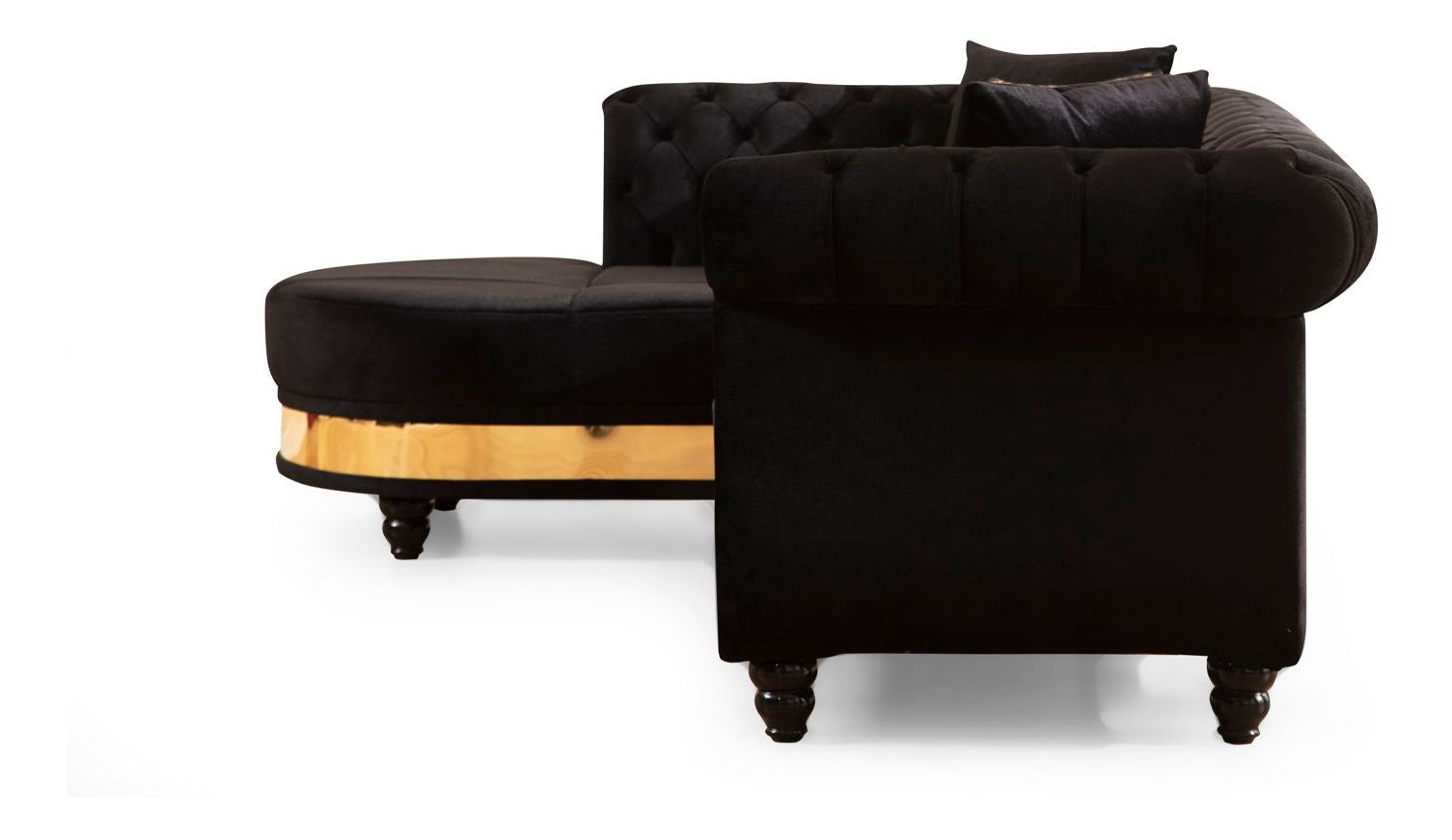 Julia Velvet Sectional Black Sofa Side