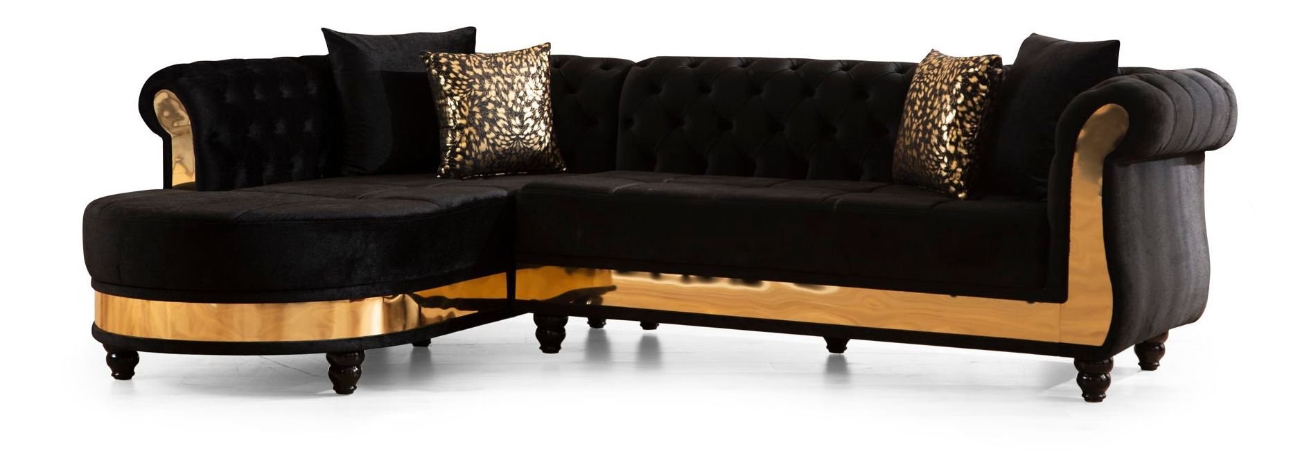 Julia Velvet Button Tufted Sectional Sofa - Thumbnail 4