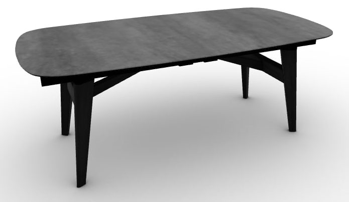 Abrey W78.7"-98.4"-118.1" Ceramic/Wood Customizable Extendable Elliptical Dining Table