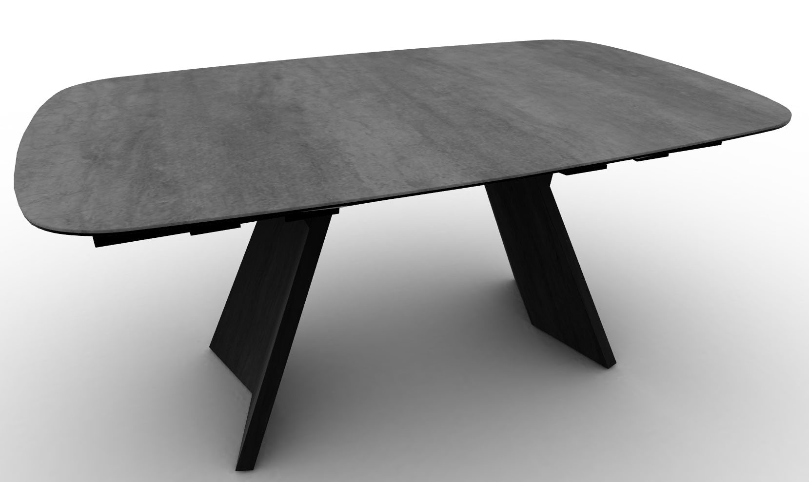 Icaro W64.9"-79.9"-94.8" Ceramic/Wood Customizable Extendable Elliptical Dining Table