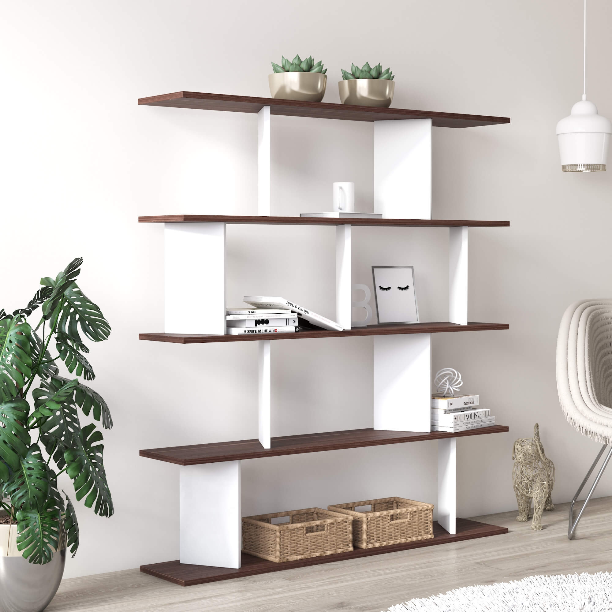 Jizy Modern Contemporary Wall Unit Storage and Bookcase