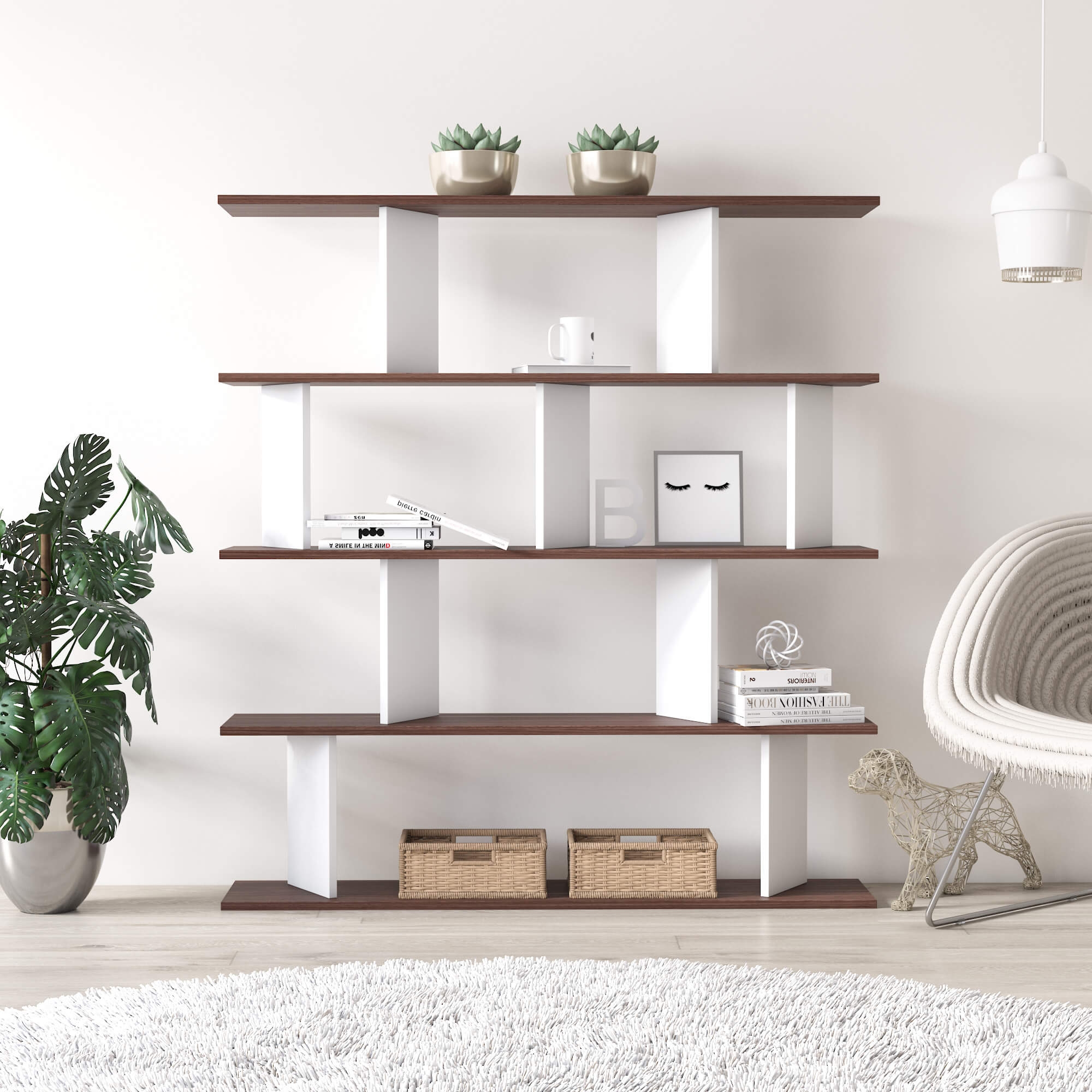 Jizy Modern Contemporary Wall Unit Storage and Bookcase