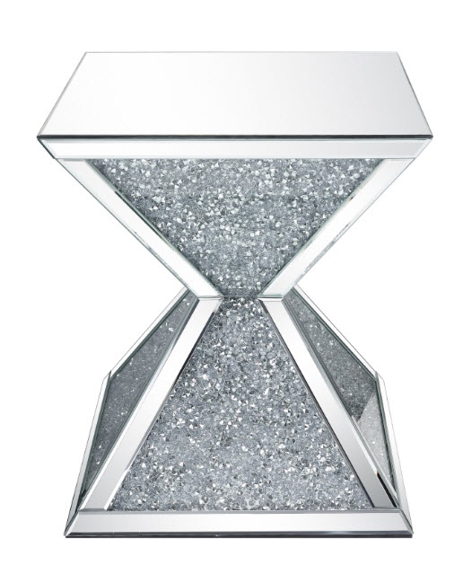 Noralie 84902 Mirrored/Faux Diamonds End Table, Square