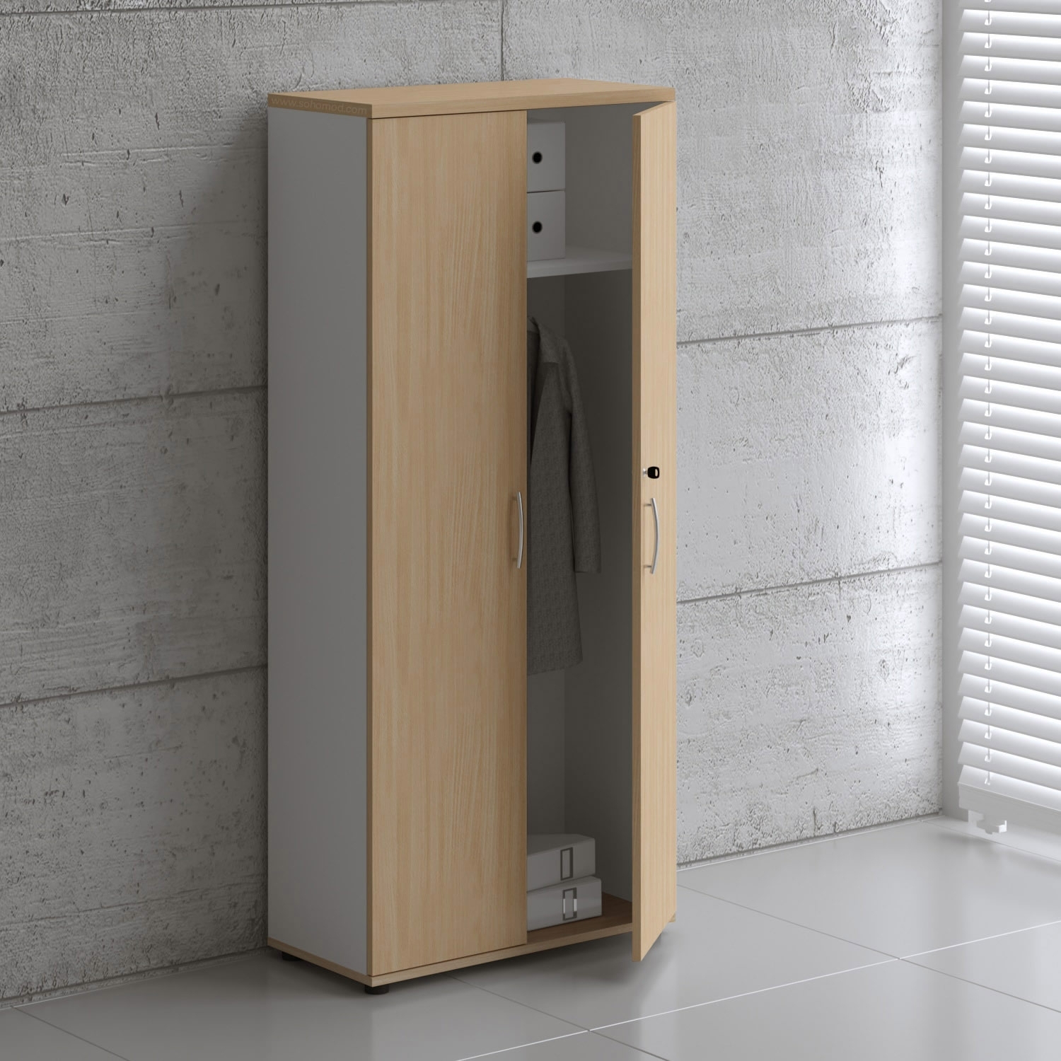 Basic Office Wardrobe w/2 Doors & Slide Out-Hanger