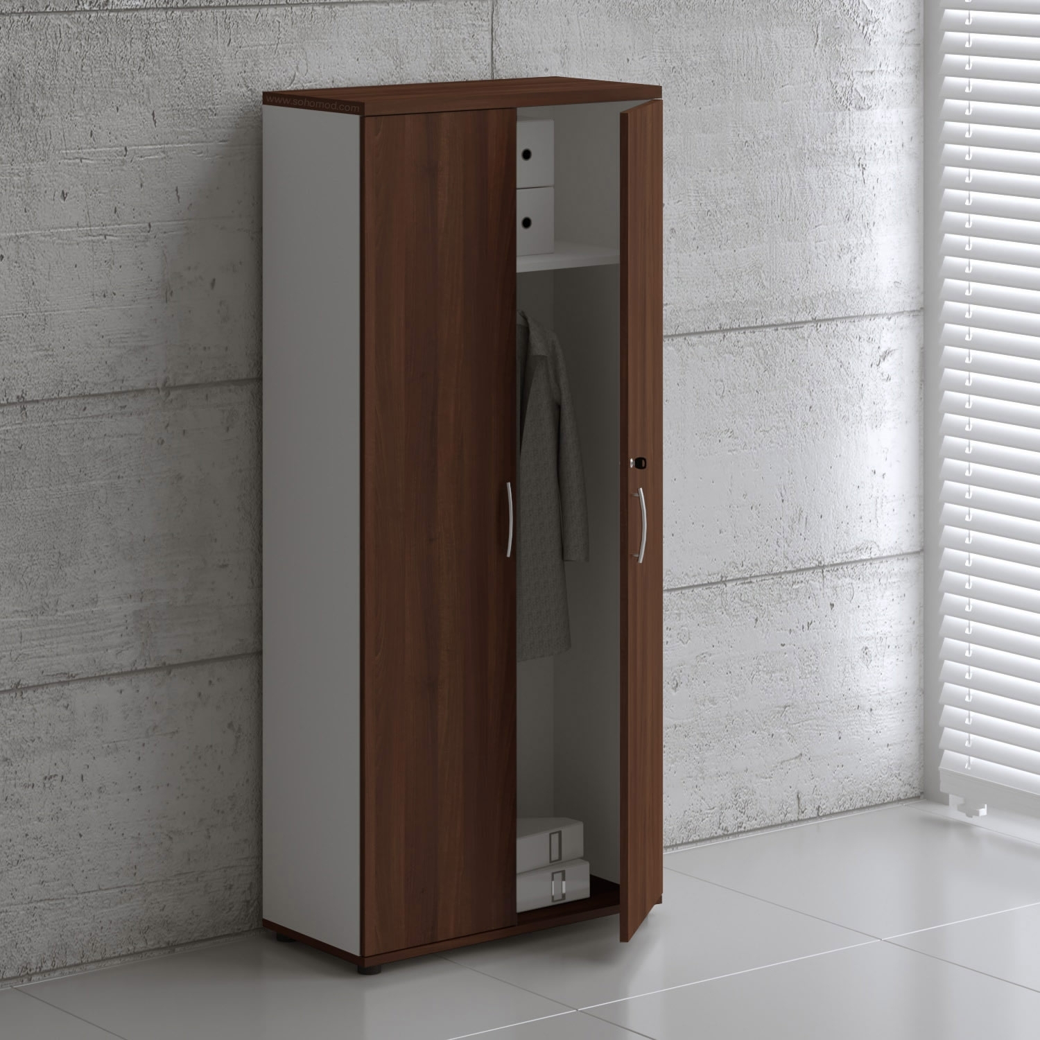 Basic Office Wardrobe w/2 Doors & Slide Out-Hanger