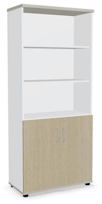 Basic Office Storage System w/2 Cabinets, 2 Bookcases & 1 Half-Bookcase