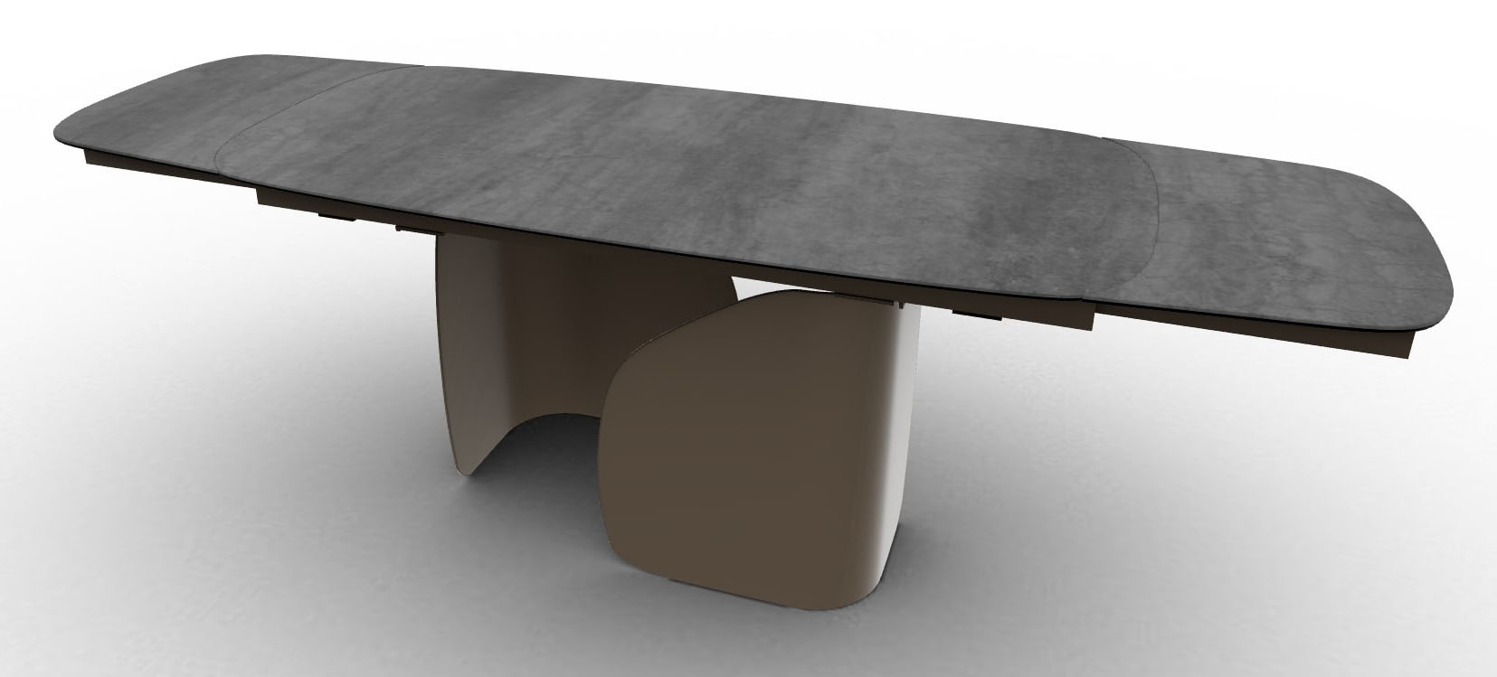 Twins W64.9"-79.9"-94.8" Ceramic/Metal Customizable Extendable Elliptical Dining Table