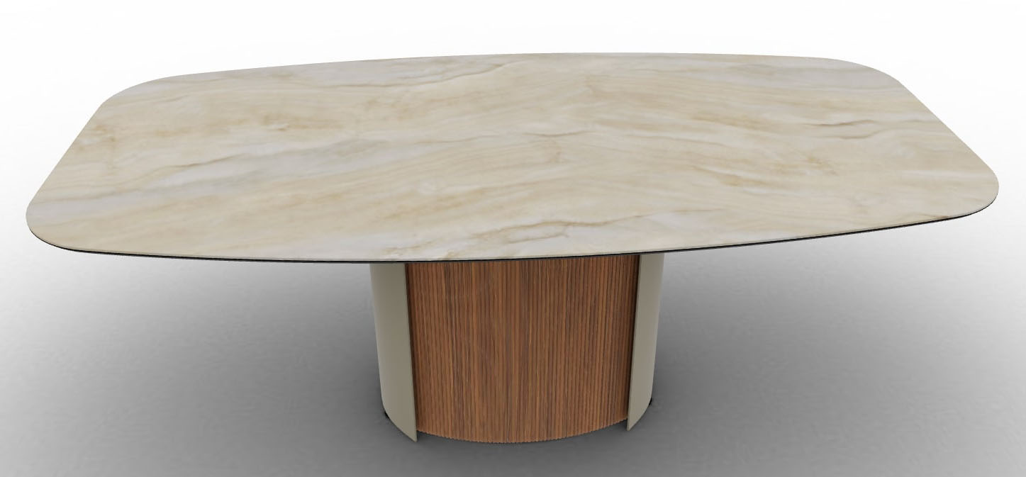Yoroi W78.7-inch Ceramic/Metal/Wood Customizable Elliptical Dining Table