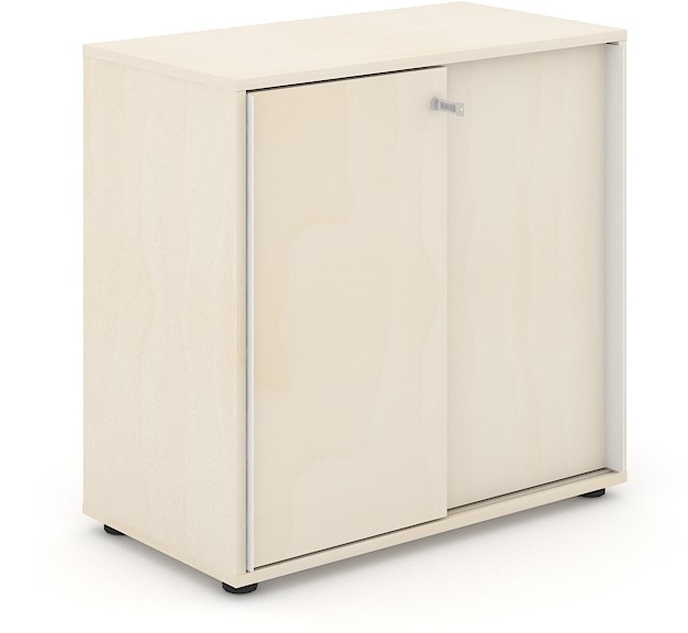 Uni Slide Office Lockable Cabinet w/Sliding Doors & 4 Shelves