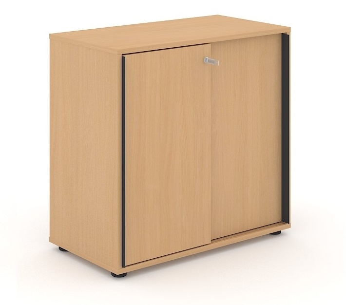 Uni Slide Office Lockable Cabinet w/Sliding Doors & 4 Shelves