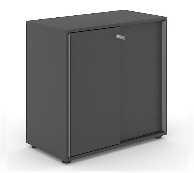 Uni Slide Office Lockable Cabinet w/Sliding Doors & 4 Shelves