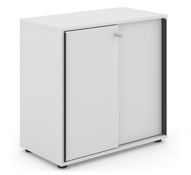 Uni Slide Office Lockable Cabinet w/Sliding Doors & 4 Shelves