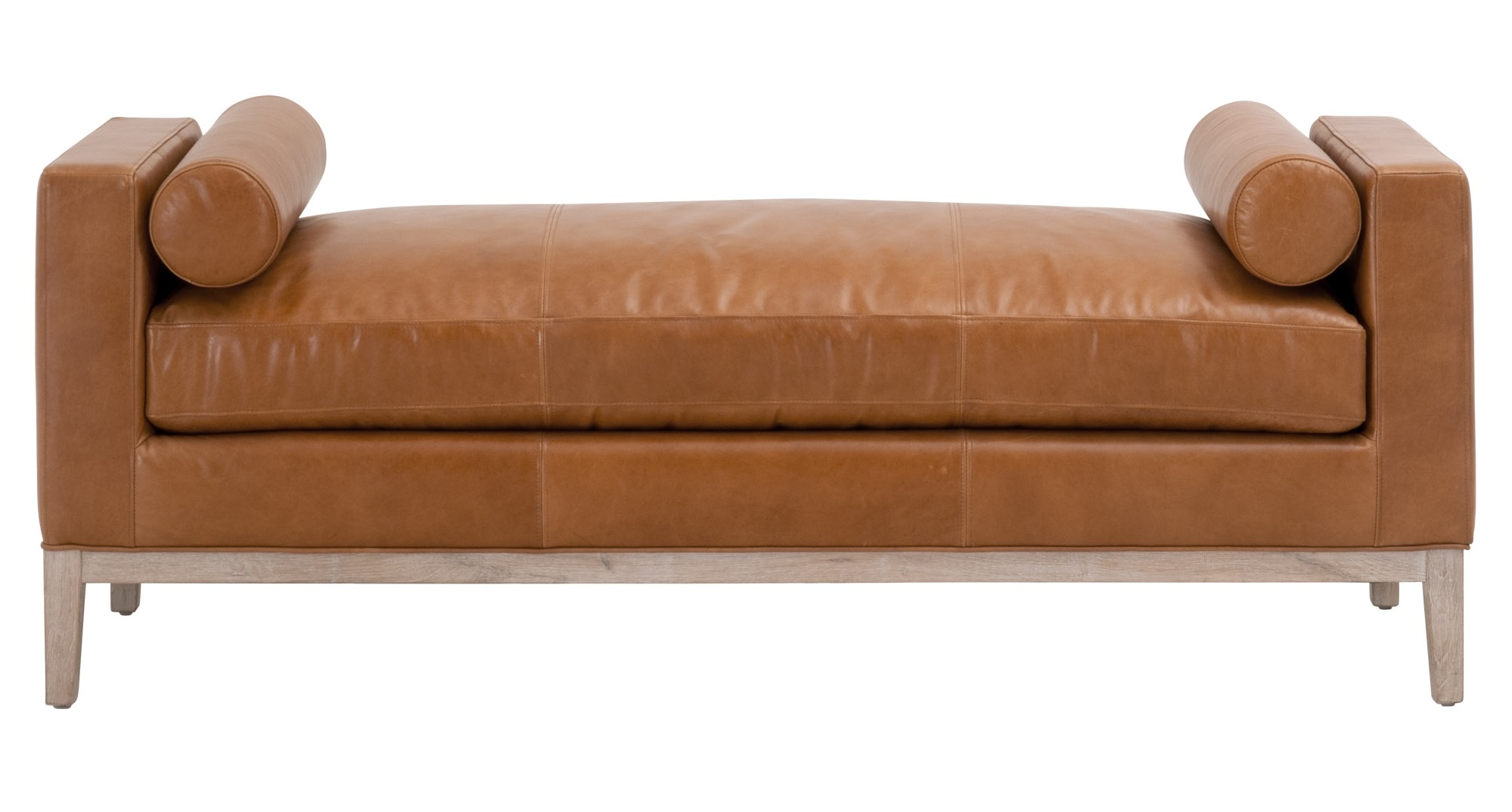 Keaton Top Grain Leather/Wood Upholstered Bench