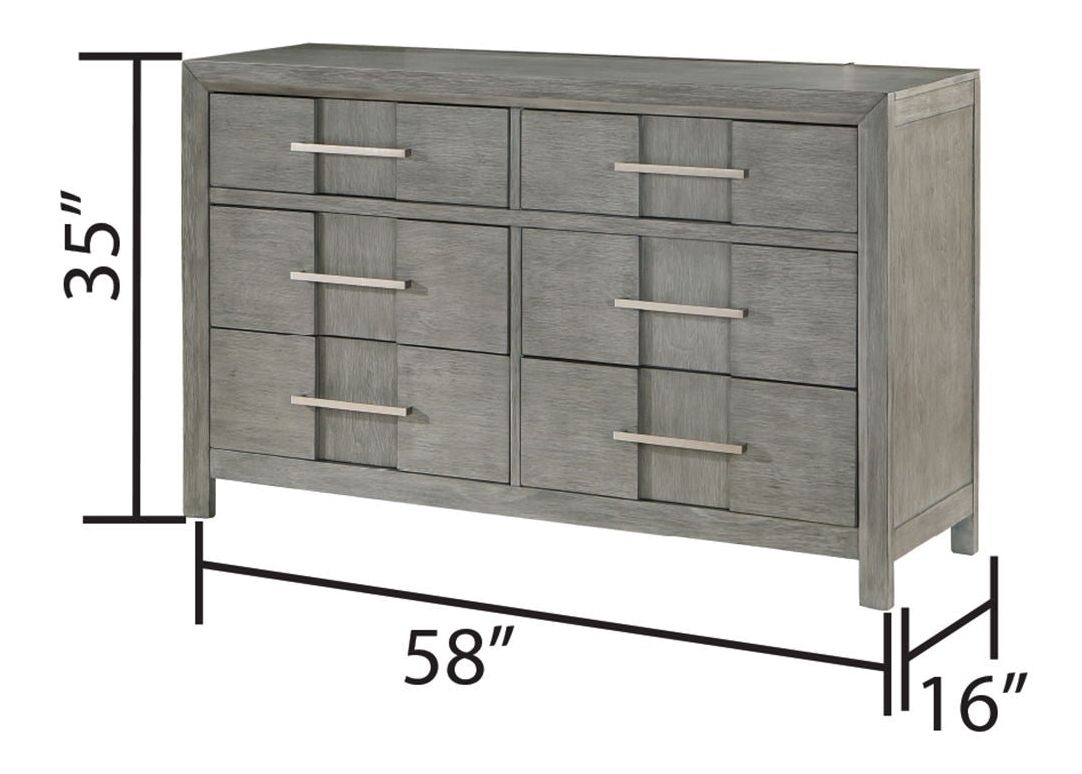  Kelis 6-Drawer Dresser (Grey)
