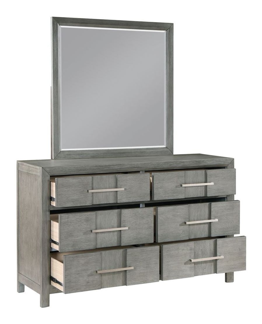 Andover Solid Wood 6 Drawer Dresser in Dove Gray Finish by Samuel Lawrence