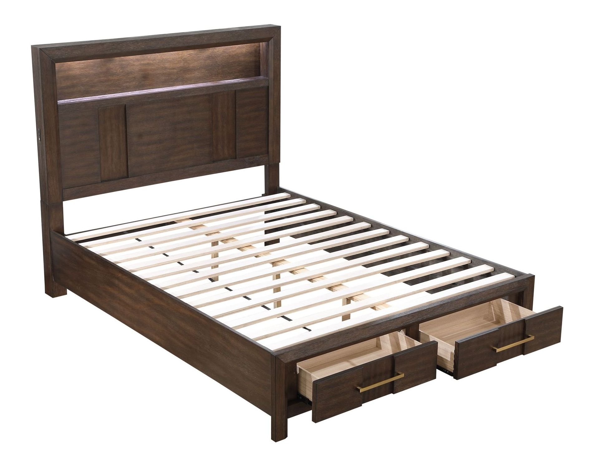 Walnut by Galaxy Home Furnishings Kenzo modern platform storage bed
