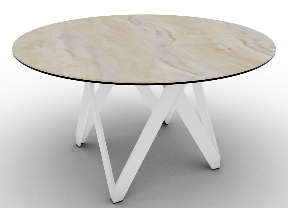 Cartesio W55.1-inch Ceramic/Metal/Wood Customizable Round Dining Table