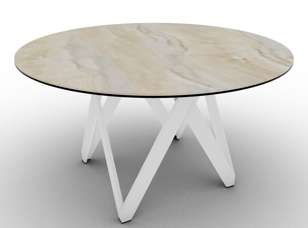 Cartesio W62.9-inch Ceramic/Metal/Wood Customizable Round Dining Table