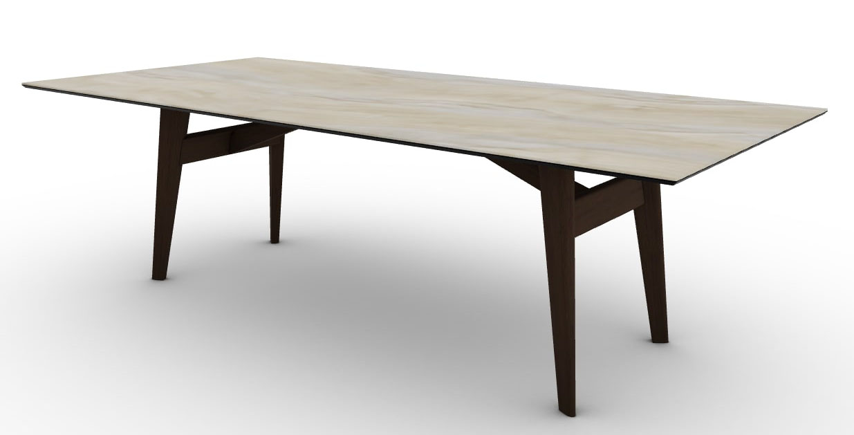 Abrey W98.4-inch Ceramic/Wood Customizable Rectangular Dining Table