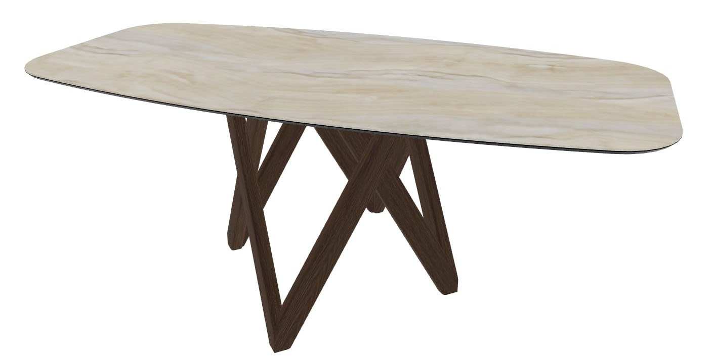 Cartesio W78.7-inch Ceramic/Metal/Wood Customizable Elliptical Dining Table