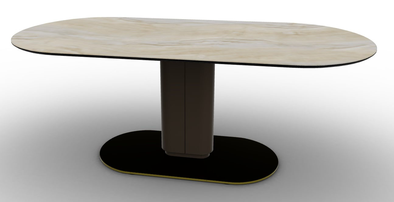 Cameo W78.7-inch Ceramic/Metal/Wood Customizable Oval Dining Table