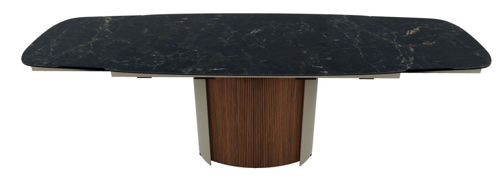 Yoroi Metal/Ceramic/Veneer Rectangular Extendable Dining Table w/Rounded Corners