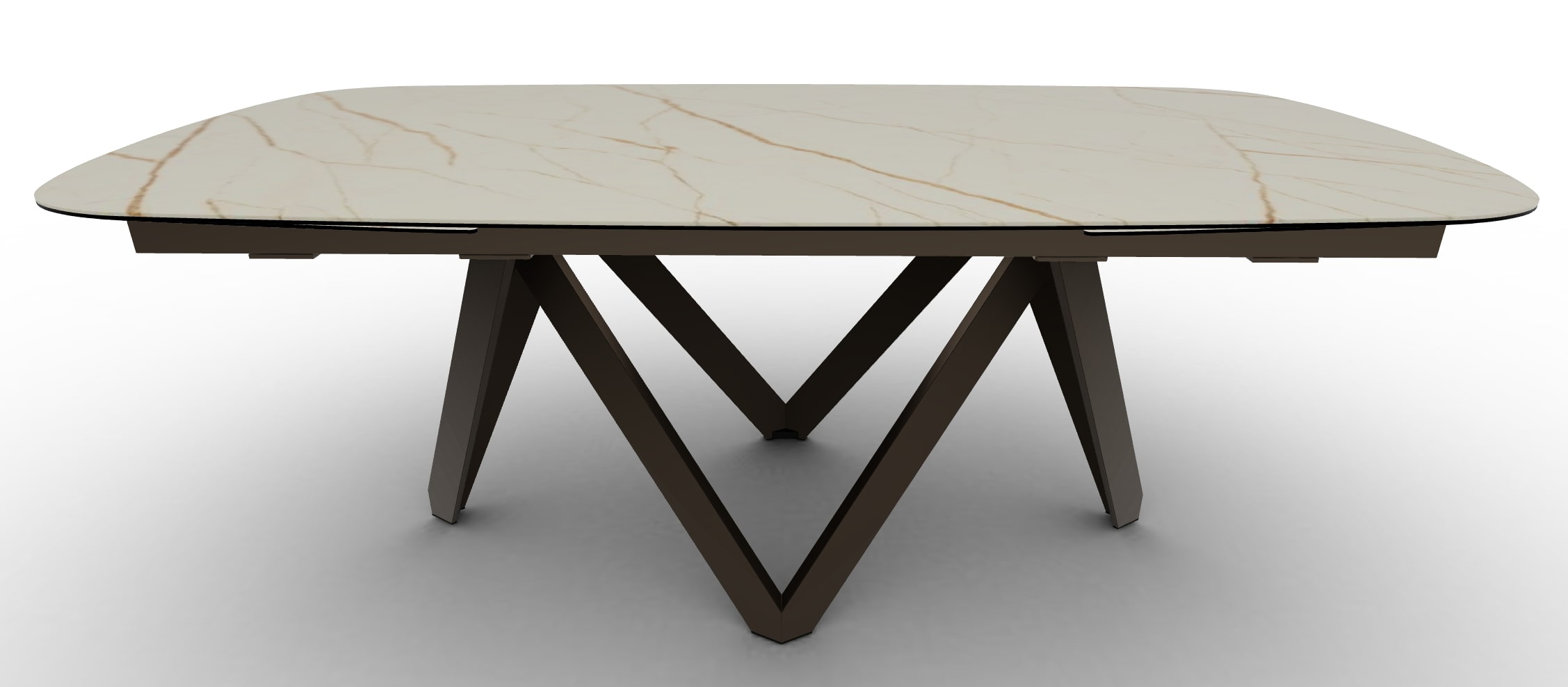 Cartesio W78.7"-97.6"-116.1" Ceramic/Metal/Wood Customizable Extendable Elliptical Dining Table