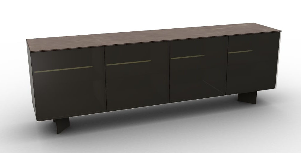 Universal Ceramic/Wood Customizable Sideboard w/4 Glass Doors & Metal Frame
