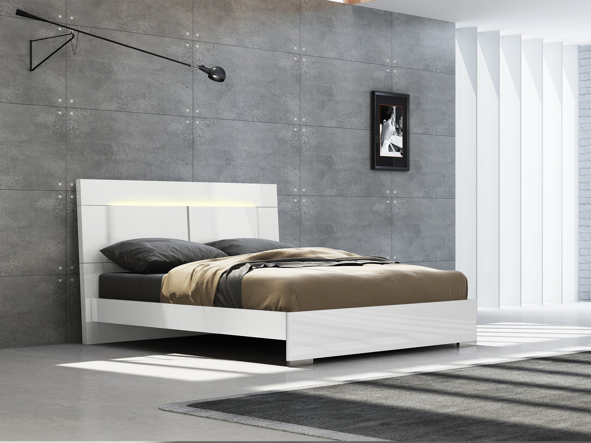 Kimberly Wood King Size Bed w/LED Light
