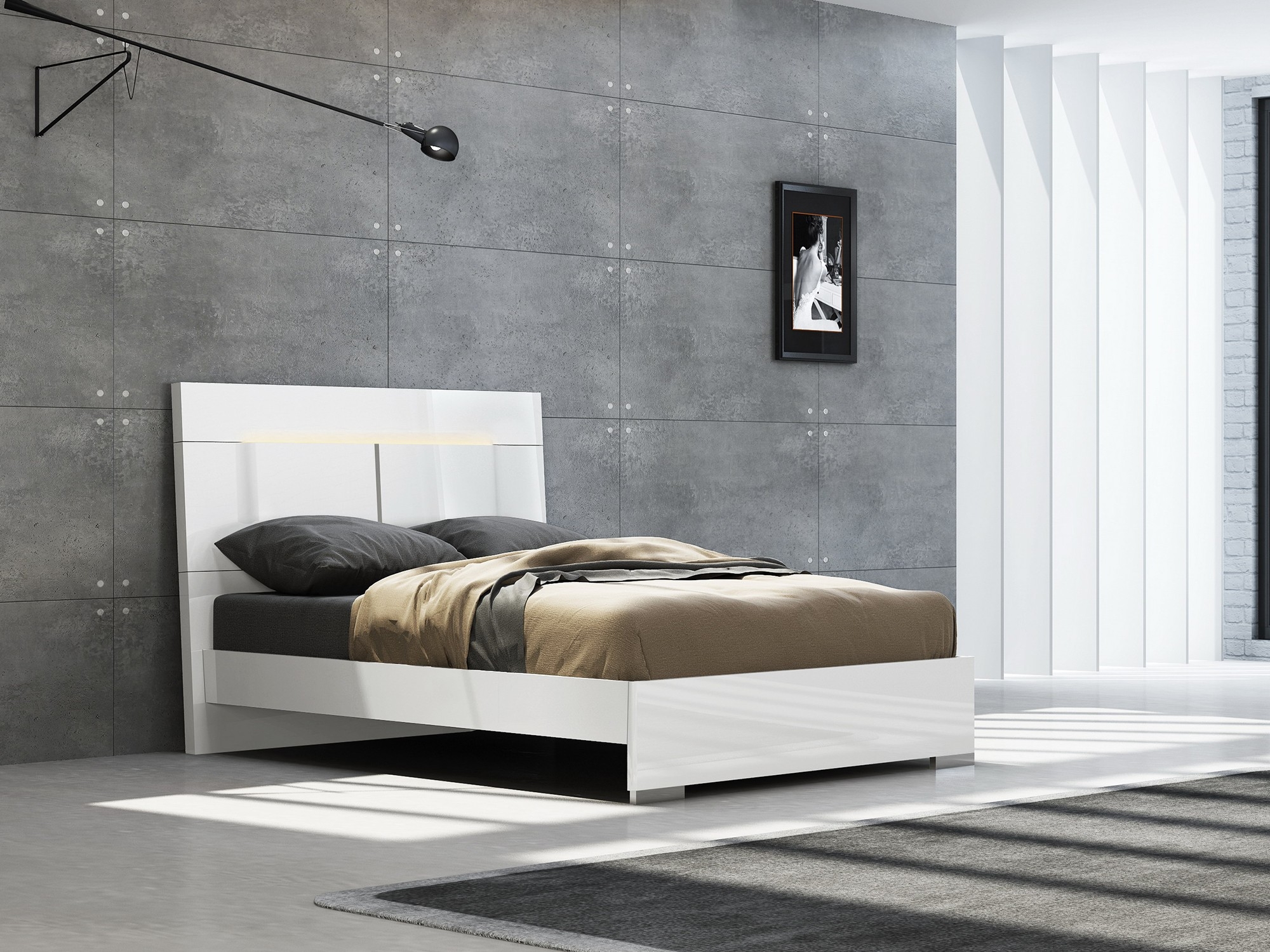 Kimberly Wood Queen Size Bed w/LED Light