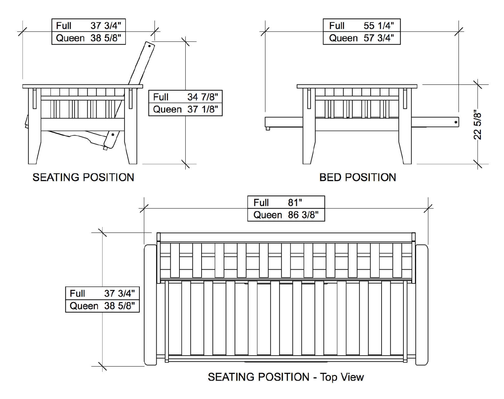THE SUNRISE HARDWOOD FUTON FRAME