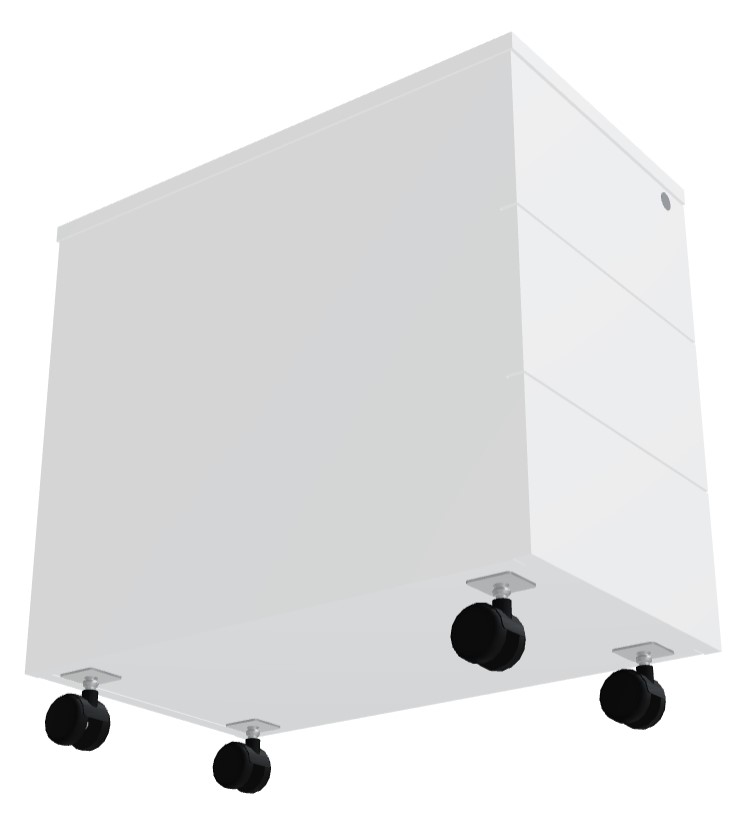Basic Office Lockable Handleless Mobile Pedestal w/3 Drawers & Pencil Tray