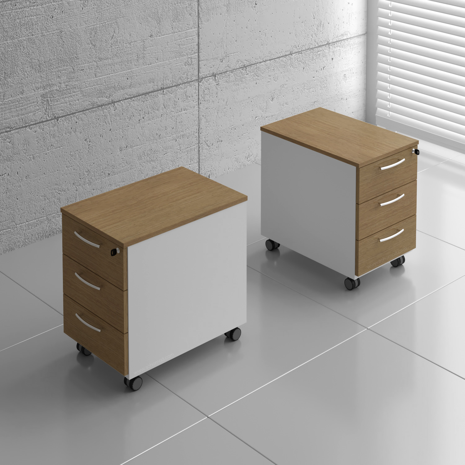 Standard Office Lockable Mobile Pedestal w/Drawers & Pencil Tray