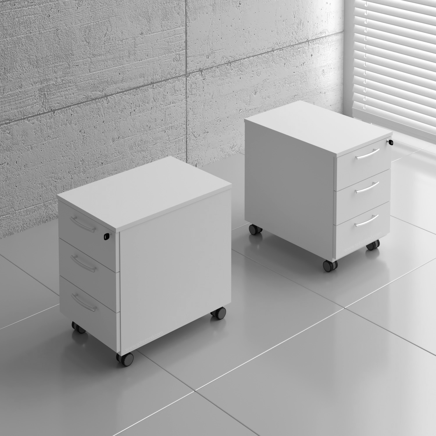 Basic Office Lockable Mobile Pedestal w/3 Drawers & Pencil Tray