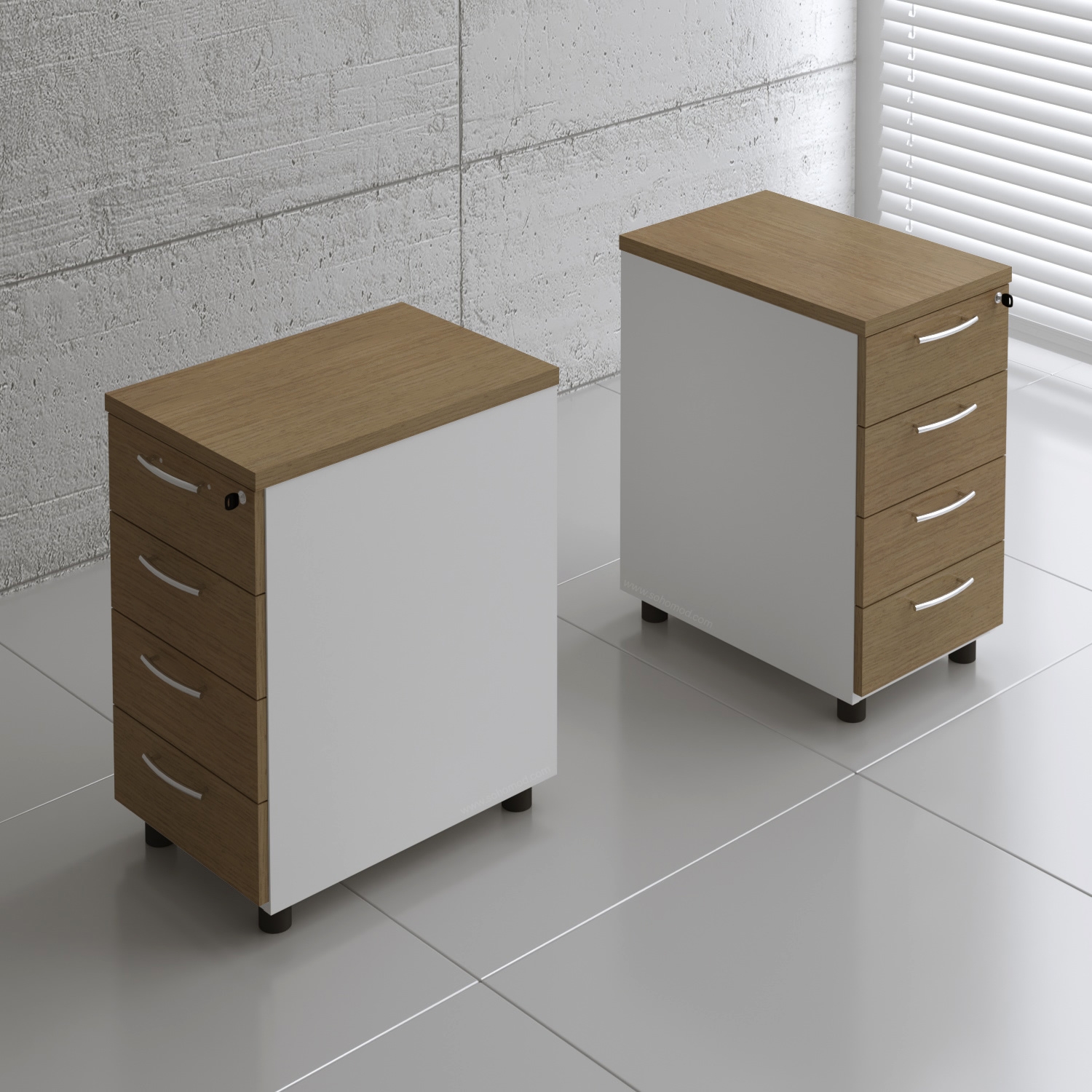 Basic Office Lockable Pedestal w/4 Drawers & Pencil Tray