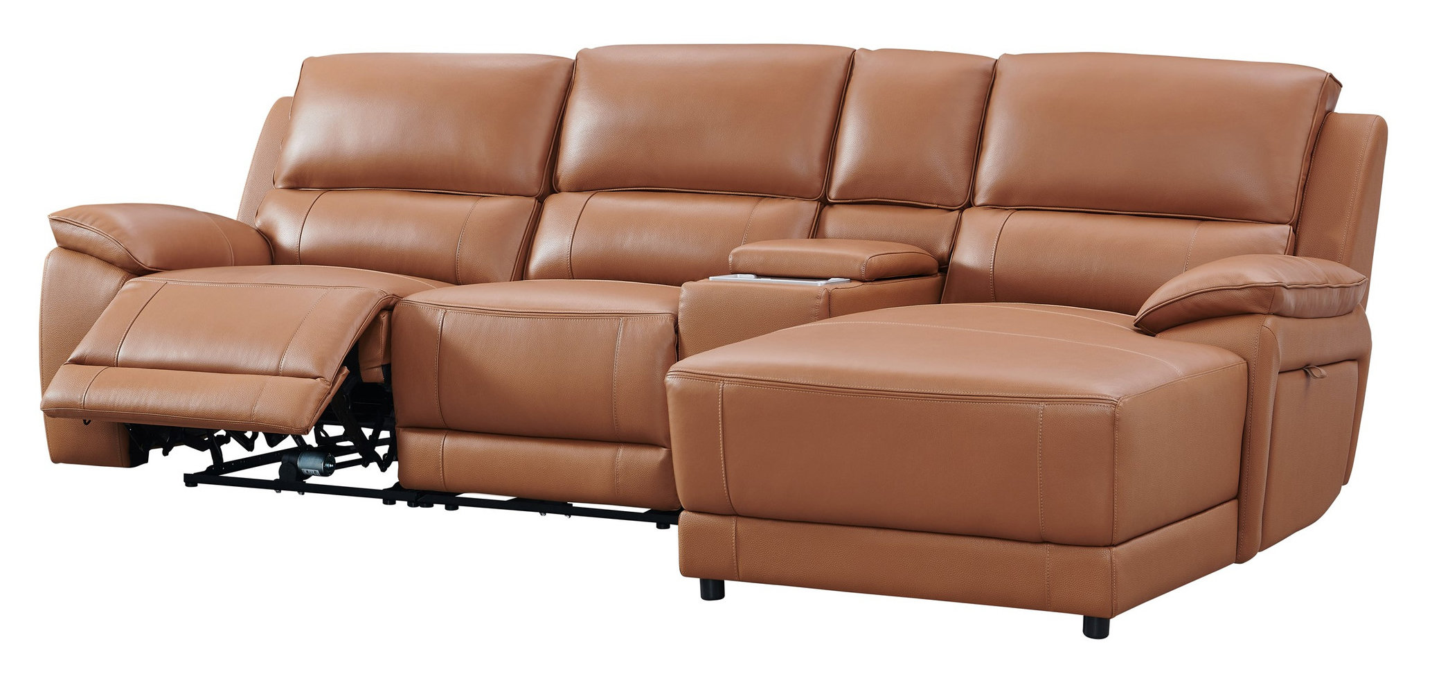 Hailey Leather/PVC Reclining Modular Sofa Chaise