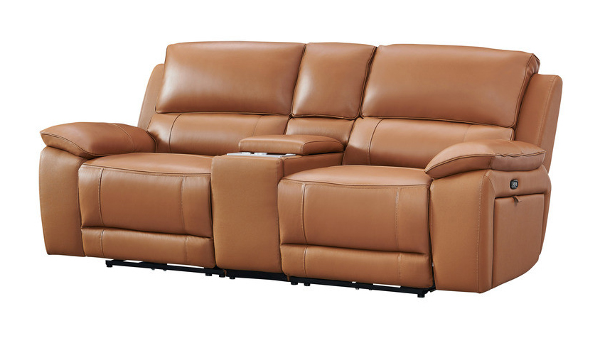 Hailey Leather/PVC Reclining Modular Loveseat