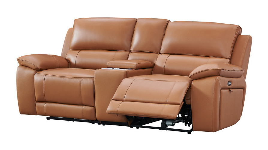 Hailey Leather/PVC Reclining Modular Loveseat