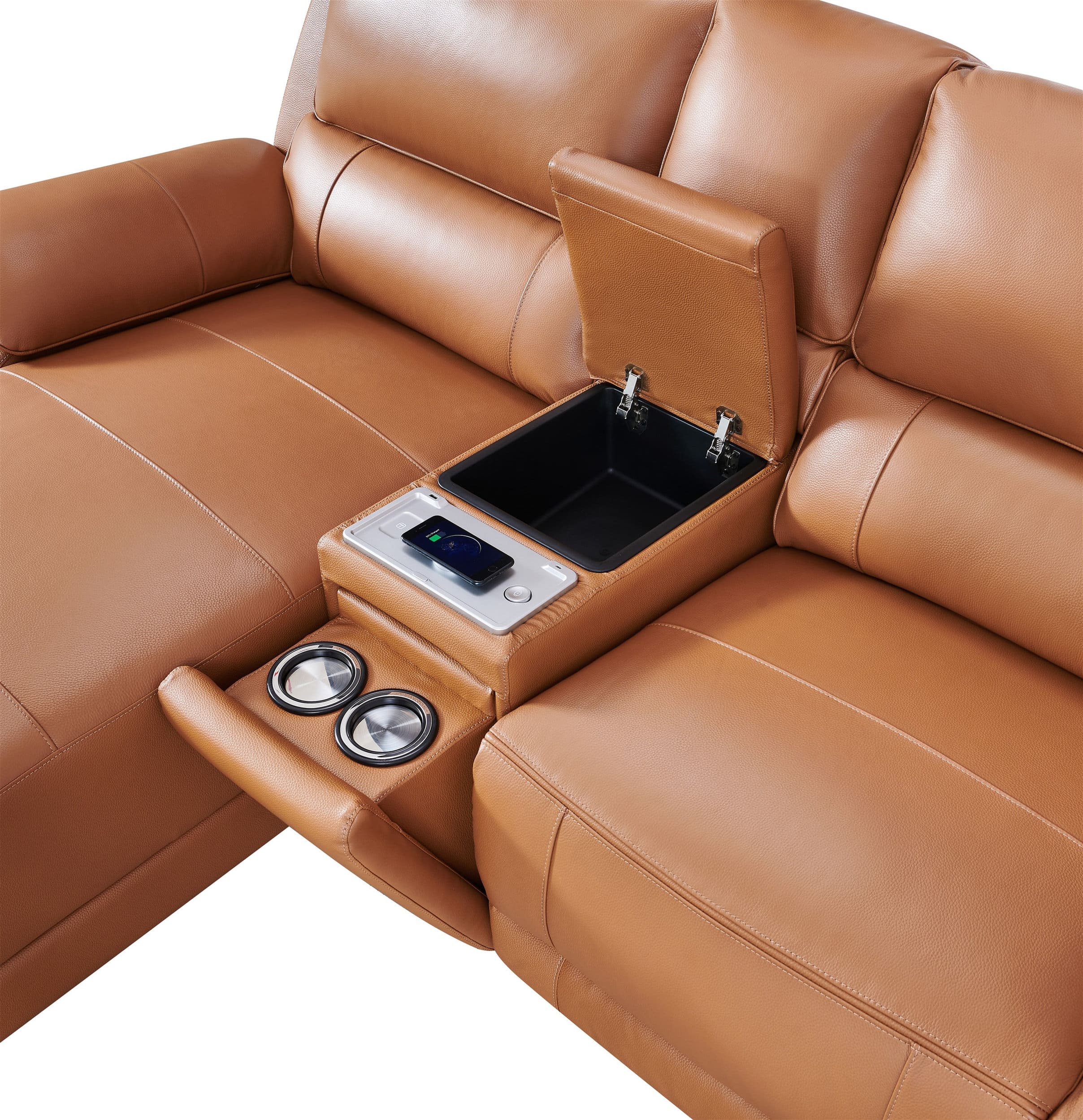 Hailey Leather/PVC Reclining Modular Sofa Chaise