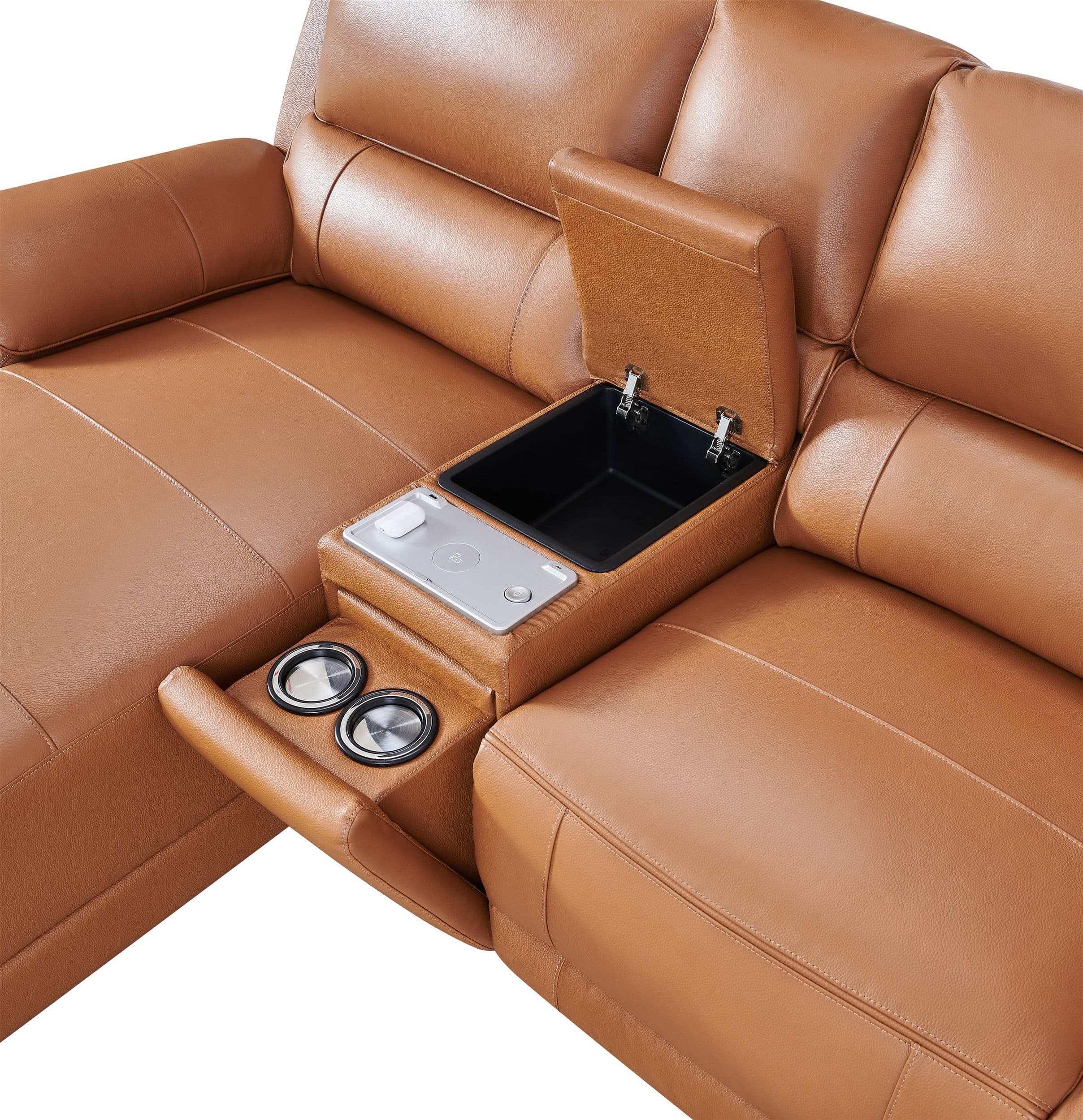 Hailey Leather/PVC Reclining Modular Loveseat