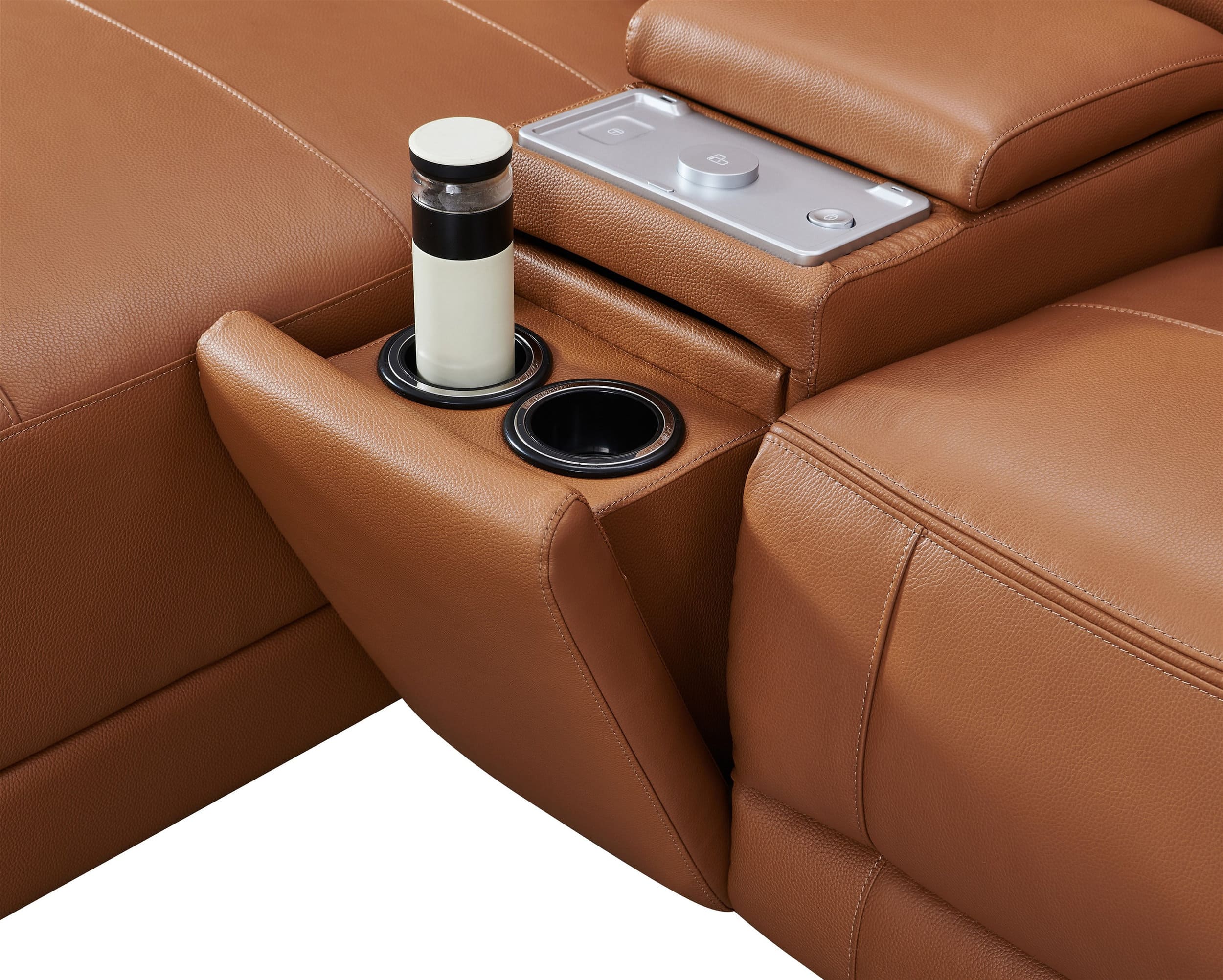 Hailey Leather/PVC Reclining Modular Loveseat