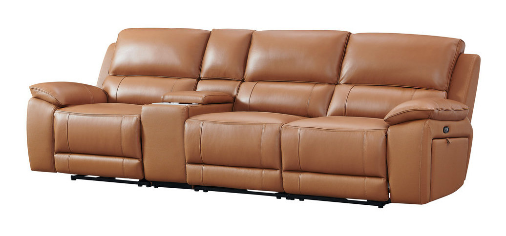 Hailey Leather/PVC Reclining Modular Loveseat