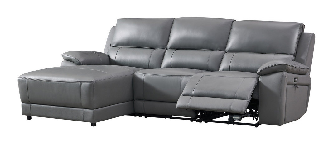 Hailey Leather/PVC Reclining Sofa with Left Chaise